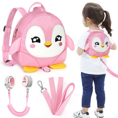 Accmor toddler harness backpack, penguin front view, keeps child close during outings.
