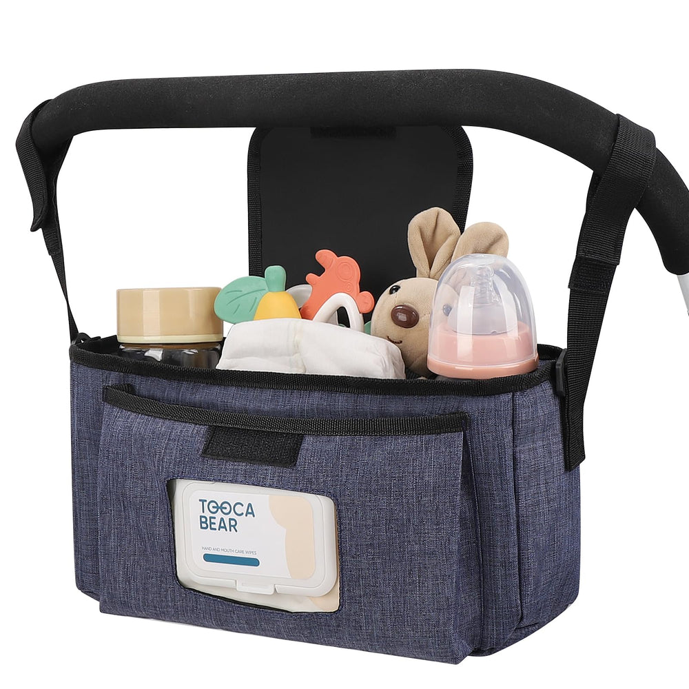 Accmor universal stroller organizer viewed from the front for quick access to essentials during outings.
