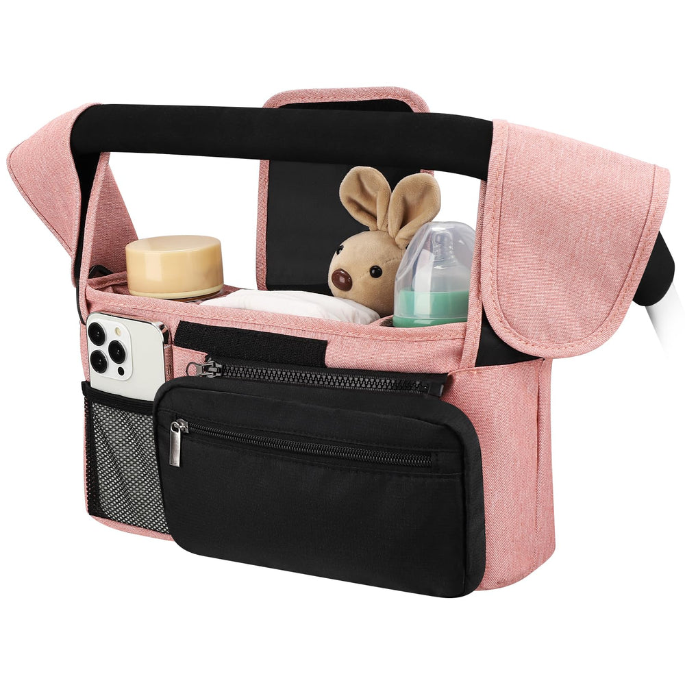 Accmor universal stroller organizer with insulated cup holders for bottles and snacks.