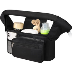 Accmor universal stroller organizer with dual insulated cup holders keeps drinks within easy reach.