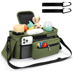 Accmor organizer includes a large middle storage for diapers wipes and toys.