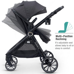 ACCOMBE adjustable canopy shields sun while keeping air flowing