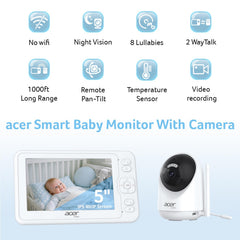 acer smart baby monitor wide coverage with pan and tilt helps you see every corner
