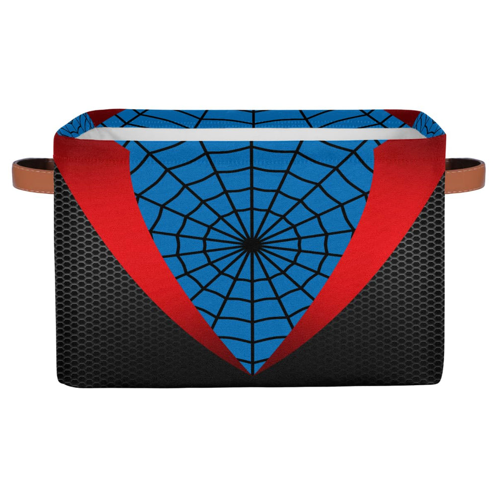 Ackutea nursery bin, blue and red spider web design, large capacity for toys and clothes.
