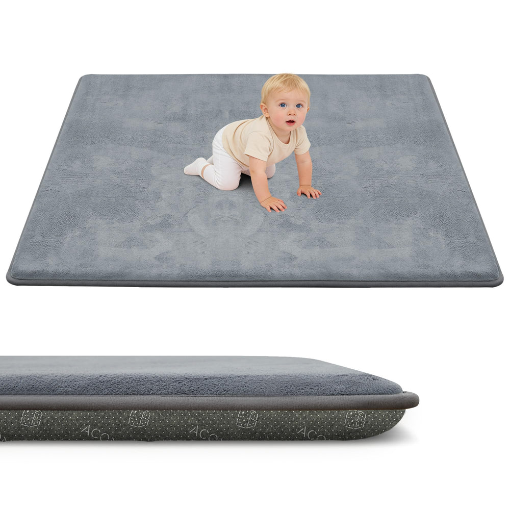 ACOMOPACK baby play mat with 1.3-inch memory foam cushions knees during tummy time