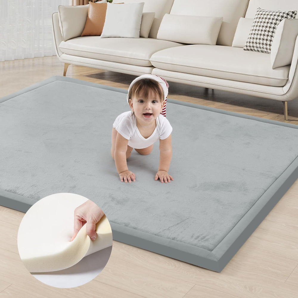 ACOMOPACK baby play mat memory foam surface cushions tummy time on soft velvet
