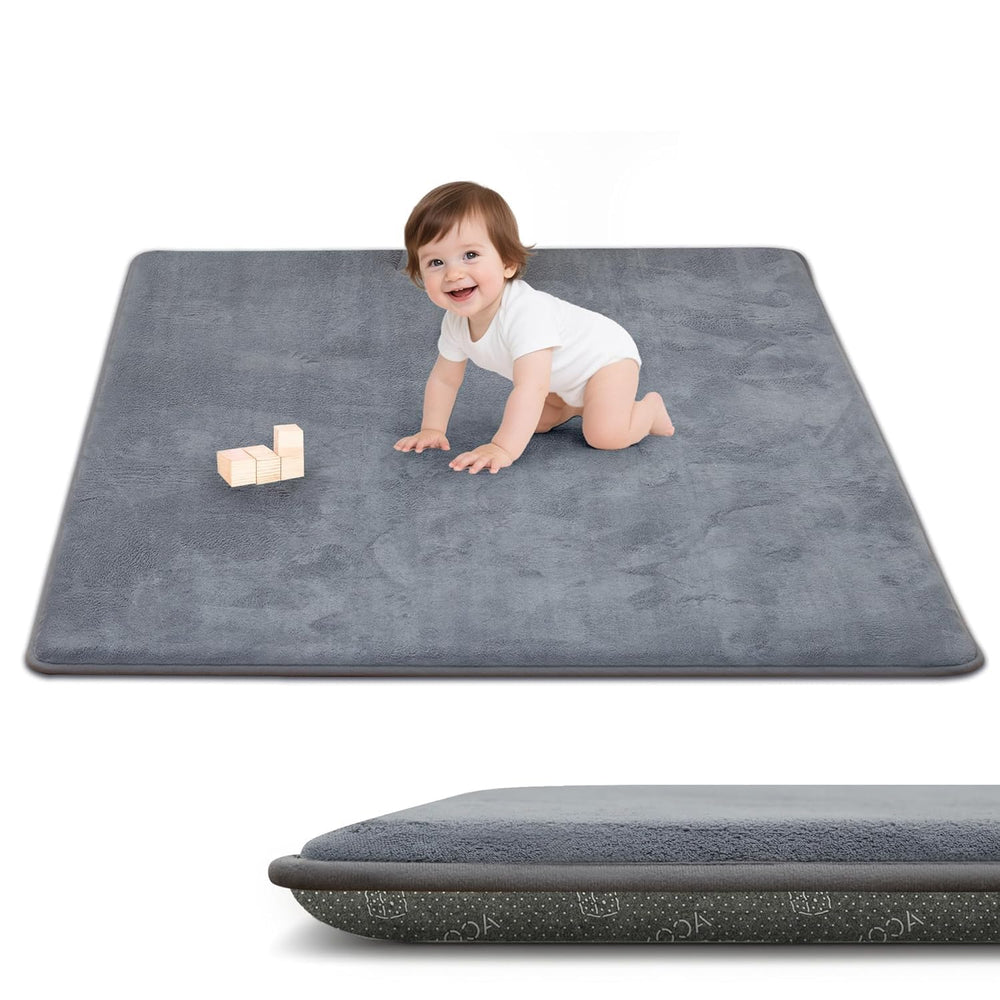 ACOMOPACK gray 1.3-inch thick baby play mat cushions falls during tummy time