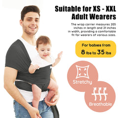 Acrabros ergonomic design wrap promotes comfortable baby-wearing posture.