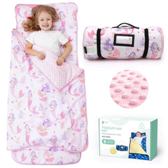 ACRABROS Mermaid nap mat roll showcasing compact, travel-ready design for daycare.