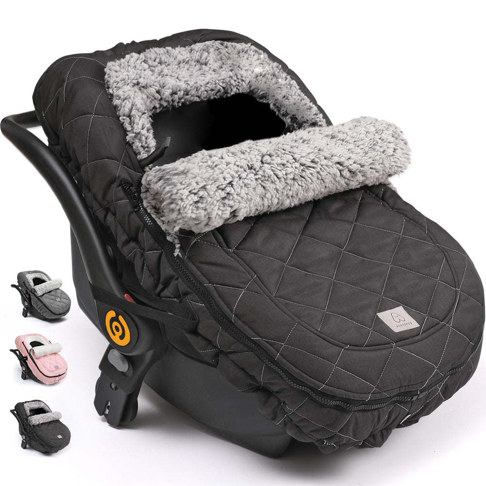 ACRABROS winter infant car seat cover with canopy keeps baby warm on cold rides
