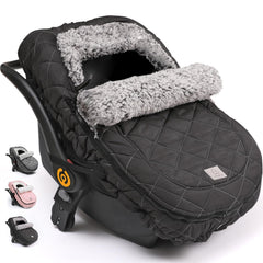 ACRABROS winter infant car seat cover with canopy keeps baby warm on cold rides