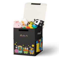 ADEHMDA 40L toy storage box with lid in black-train, showcasing spacious interior and lid