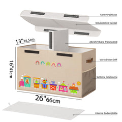 ADEHMDA 80L toy storage box mesh pockets help organize small items.