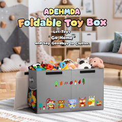 ADEHMDA 80L toy storage box side pockets help organize small items.