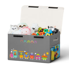 ADEHMDA 80L toy storage box with lid in grey-train keeps toys neatly stored.