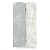 aden + anais silky soft swaddle 2-pack folded, highlighting breathable bamboo muslin texture