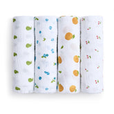 aden + anais boutique organic swaddle 4pack packaging shows eco-friendly materials and premium muslin