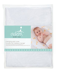 Aden Anais changing pad cover solid white with elastic border for snug fit