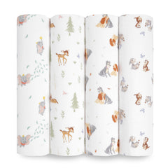 aden + anais Disney swaddle blanket with forest friends pattern for gentle wrapping