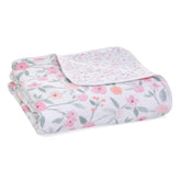 aden + anais dream blanket close-up shows 4-layer muslin softness for cozy snuggles