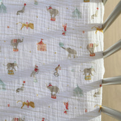 aden + anais Essentials Classic Crib Sheet soft muslin texture rests securely on a standard mattress