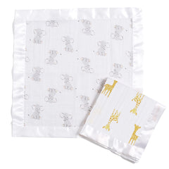 aden + anais Issie security blanket Safari Babes with satin trim for comforting snuggles