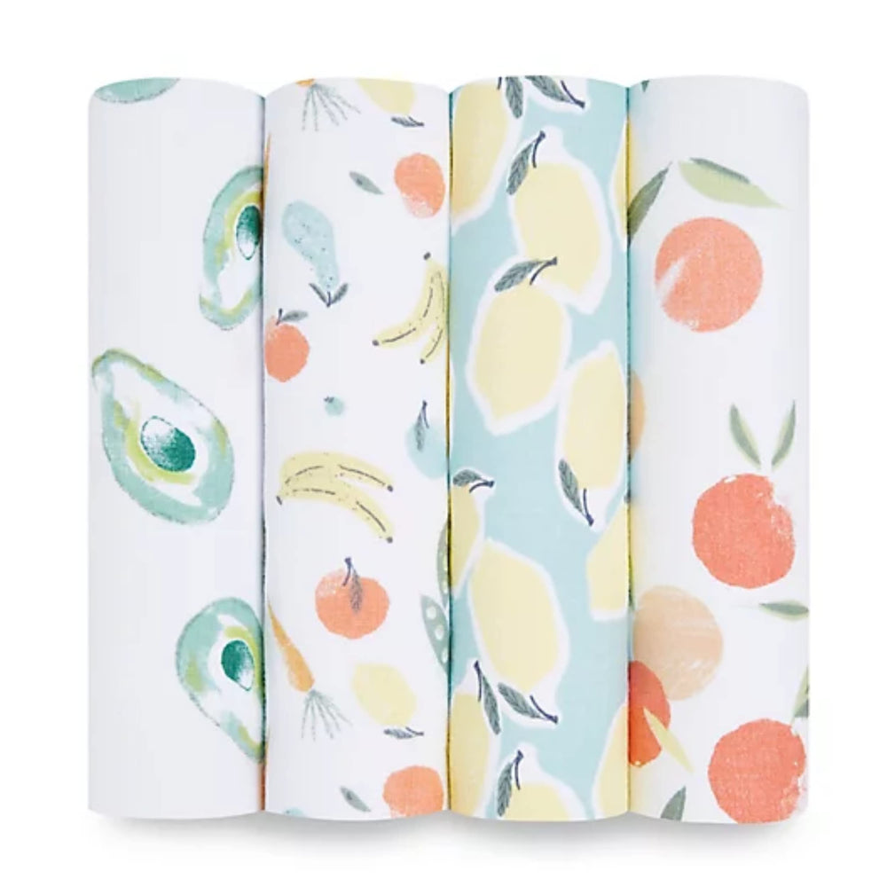 aden + anais Essentials muslin swaddle blanket forest print providing breathable wrapping for newborns.