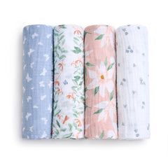 aden + anais Butterfly Garden swaddle, breathable cotton, ideal for gentle newborn swaddling.