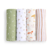aden + anais Essentials Sage Woodland swaddle blanket, breathable cotton for gentle baby comfort.
