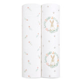 aden-anais Essentials Swaddle Blanket Blushing Bunnies, breathable muslin for gentle swaddling.