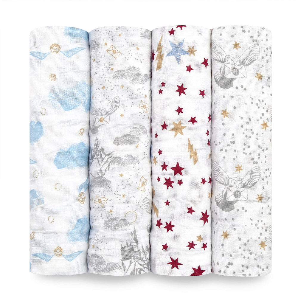 aden + anais Harry Potter swaddle blanket pattern for cozy naps
