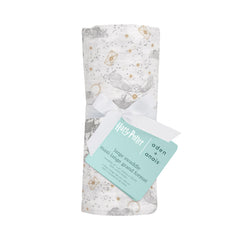 aden + anais swaddle blanket used as stroller cover for sun protection