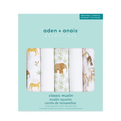 aden + anais Musy Squares compact on-the-go size fits diaper bags for quick cleanups.