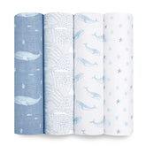 aden + anais Oceanic swaddle blanket: front view shows soft organic cotton muslin.