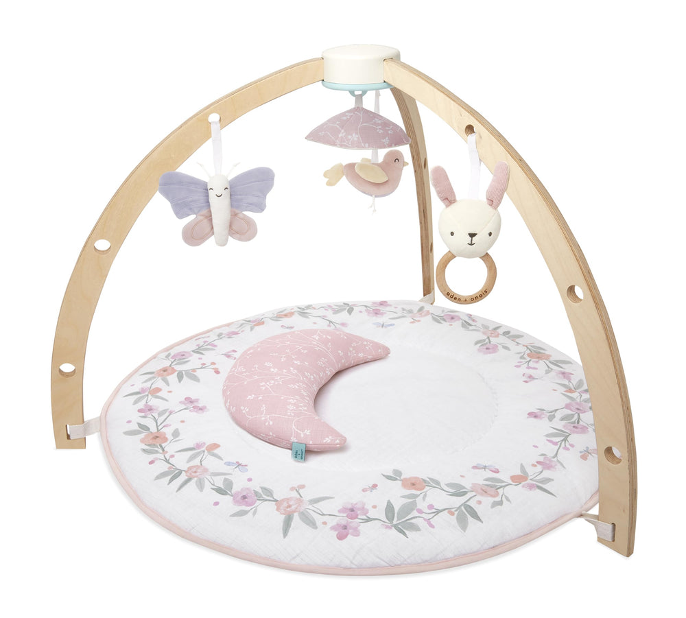 aden + anais Play and Discover Activity Gym arches support gentle tummy time on soft muslin
