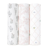 aden-anais Silky Soft Swaddle Blanket with bouquet print, perfect for newborn swaddling.