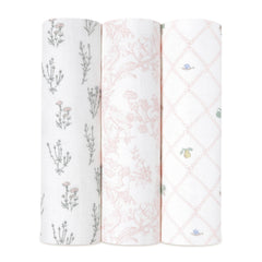 aden-anais Silky Soft Swaddle Blanket with bouquet print, perfect for newborn swaddling.