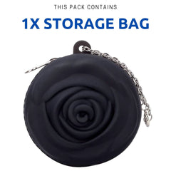 Adorable Pink Peri with metal chain offers hands-free carrying on bags or belts.