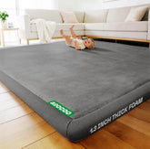 AEOCOO baby play mat with thick foam edge provides cushioned tummy time.