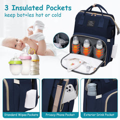AFDLLDQM diaper bag large capacity pockets for wipes, bottles, and clothes.