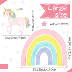 Affrolling unicorn wall decal close-up shows soft watercolor tones for nursery decor.
