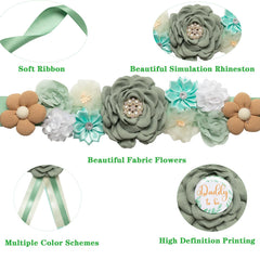 Afkengung daddy-to-be corsage adds a cohesive look to the set.