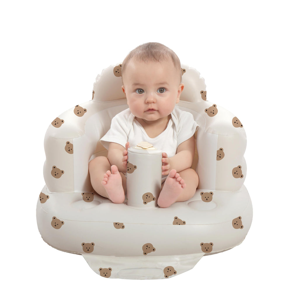 AGITVPS inflatable baby seat bear provides cozy support for learning to sit.