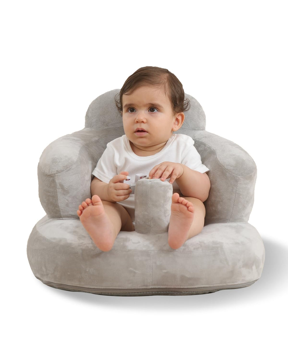 AGITVPS velvet-covered inflatable baby seat provides cozy, secure seating for infants.