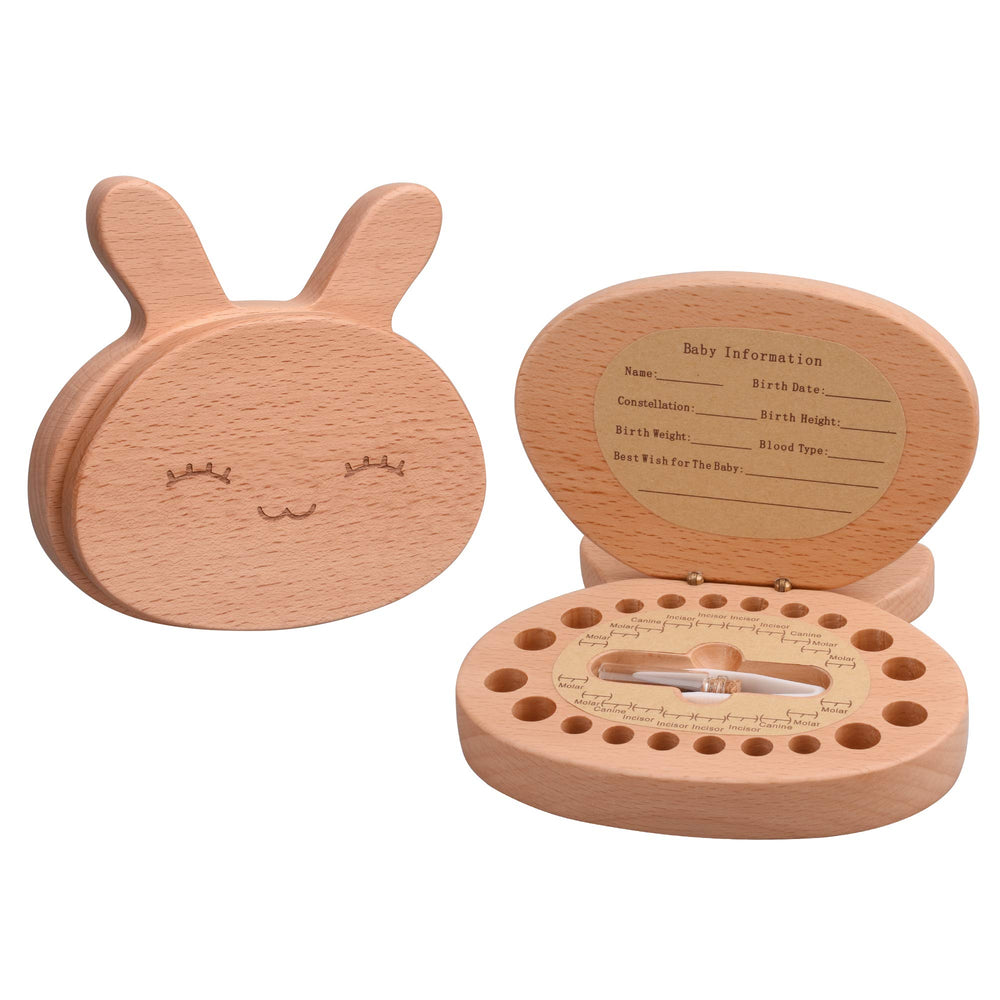 AhfuLife baby tooth box in beech wood preserves memories securely.