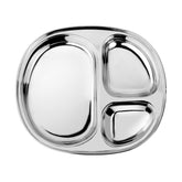 Ahimsa stainless steel kids plate with divided sections, durable and reusable for everyday meals.