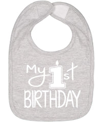 Aiden's Corner My 1st Birthday bib front view protects outfits during cake smash.