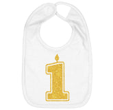 Aiden's Corner Gold One birthday bib with glitter design for cake smash moments.