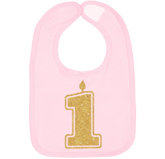Aiden's Corner gold one birthday bib on display, elegant party accessory for cake smash