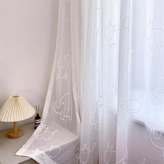 AiFMQQ cartoon 3D animals sheer curtain in white diffuses light for a cozy nursery
